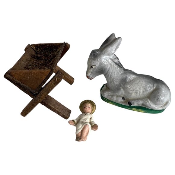 Vintage Hand Painted Nativity Scene Set 8 Figurine & Stable Made West Germany - Picture 8 of 12